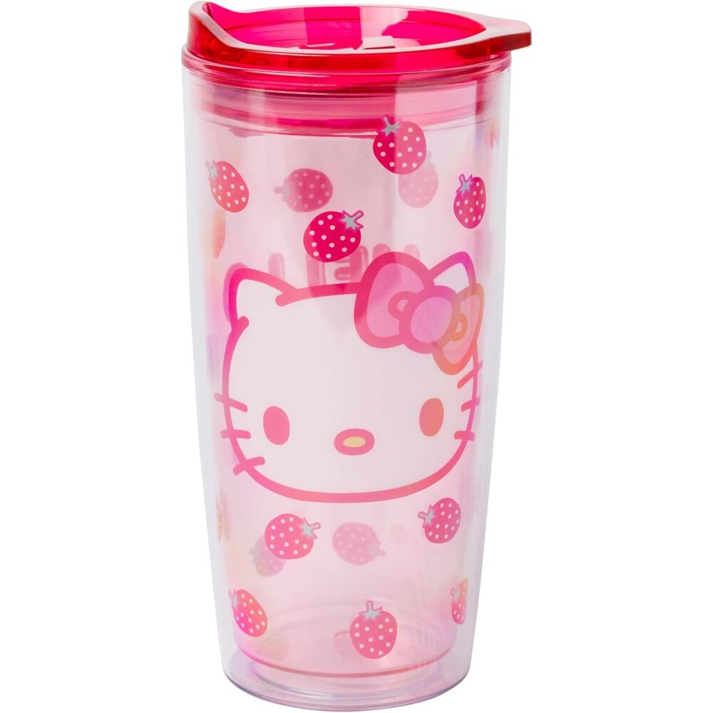 Sanrio Hello Kitty Double Wall Travel Tumbler Cup Mug Strawberry Cute Cat 20 oz